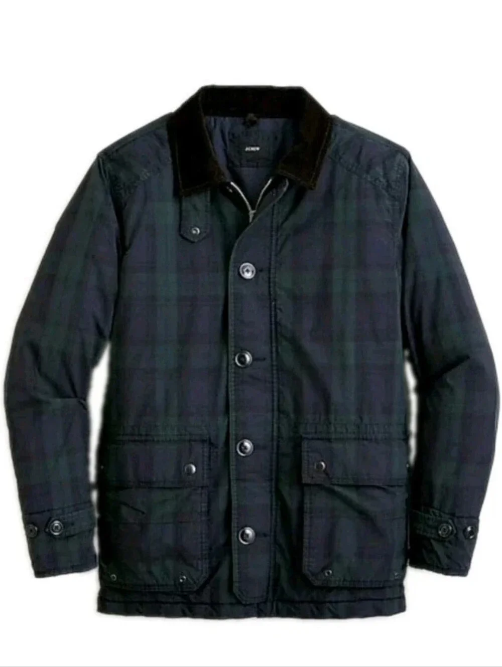 J Crew Men M Highland Skye Jacket Primaloft Hunting Plaid Black Corduroy Collar